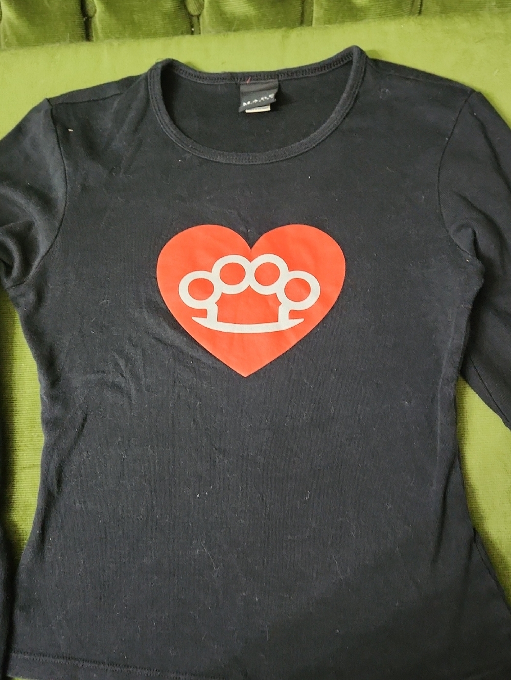MADE Black Long Sleeve Tee with Red Heart Knuckle Graphic